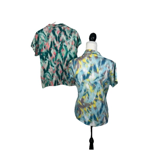 Antigua Lot Of 2 WOMENS Golf Shirts Size M Medium Print Collared Short Sleeves - Picture 4 of 6